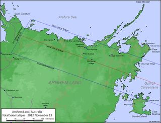 Total Eclipse Track Over Arnhem Land, Australia, Nov. 13, 2012