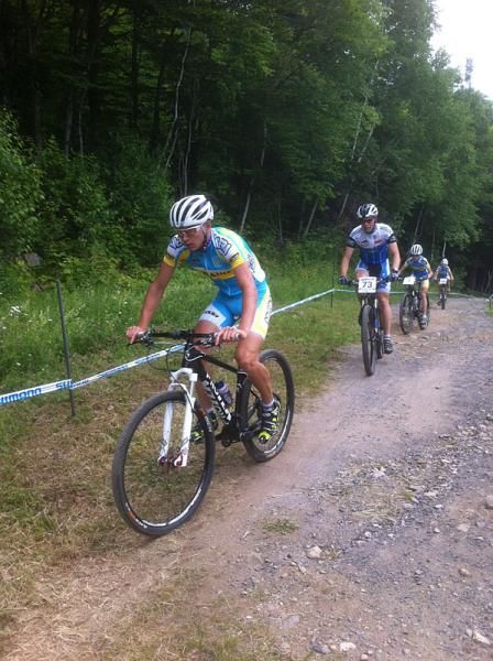 Riders on a steep climb