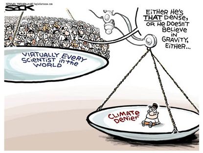 Editorial cartoon climate change denier