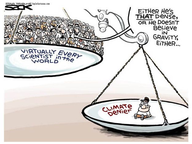 Editorial cartoon climate change denier