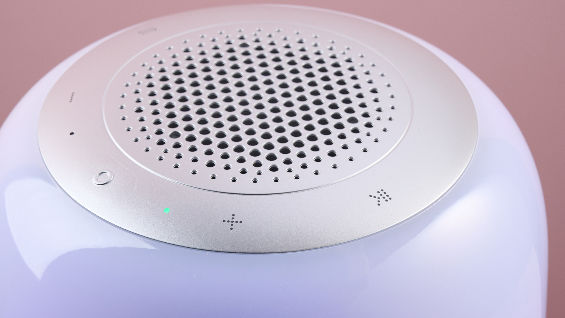 A close-up of the speaker and controls on the top of the Govee Table Lamp 2 Pro x Sound by JBL.