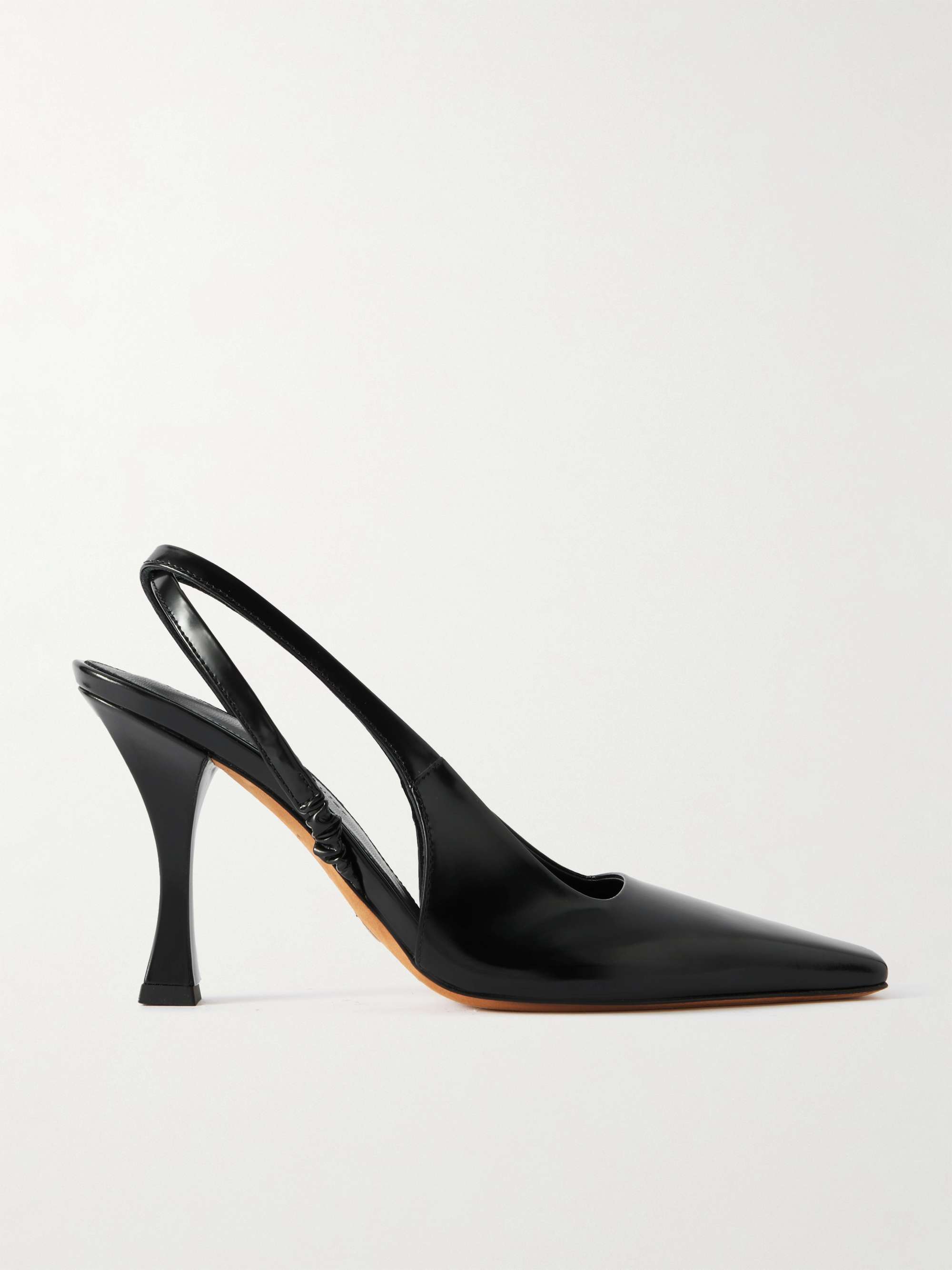 Trap Glossed-Leather Slingback Pumps