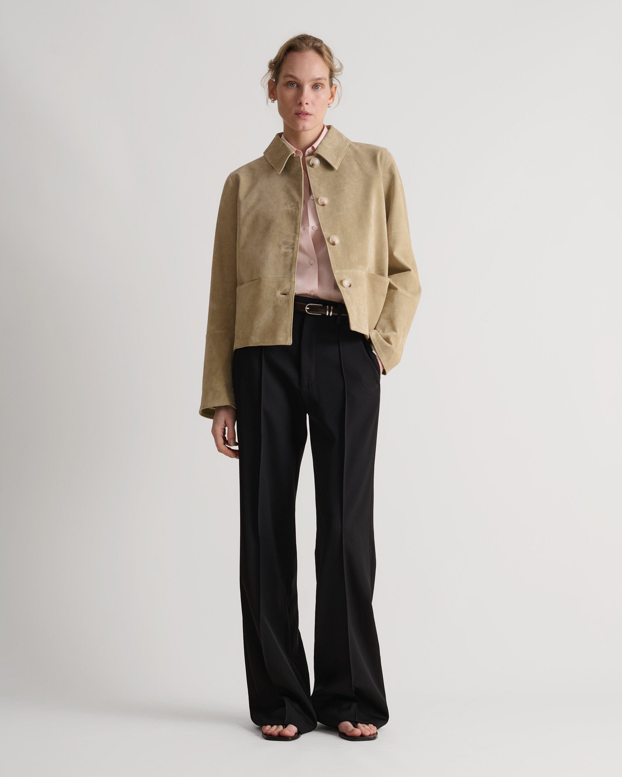 Women's Suede Jacket - Sand - Sand / Xs