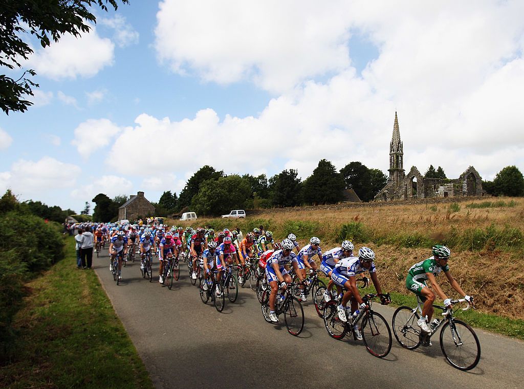 during stage one of the 2008 Tour de France from Brest to Plumelec on July 5, 2008 in Plumelec, France.