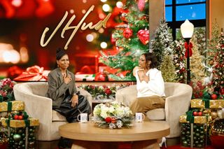 Michelle Obama on the Jennifer Hudson Show wearing a dark cherry manicure