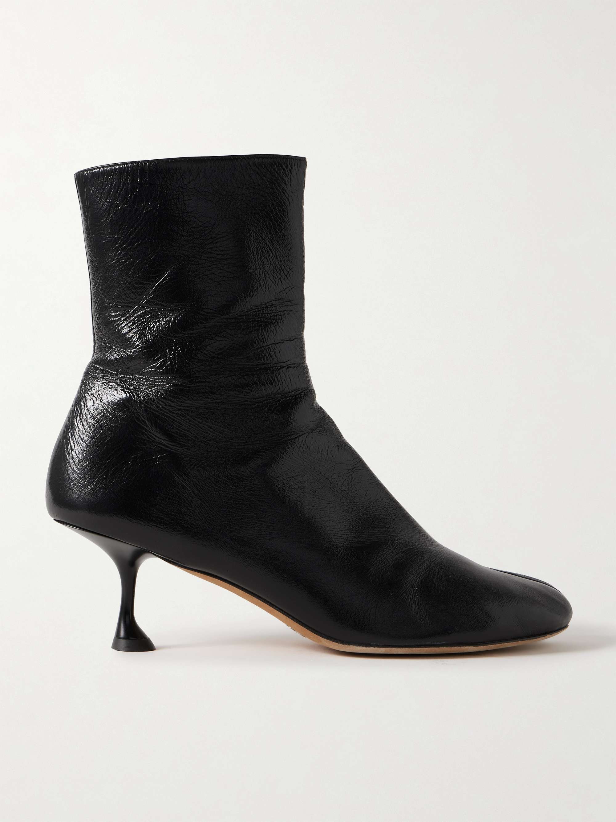 Tee Crinkled-Leather Ankle Boots