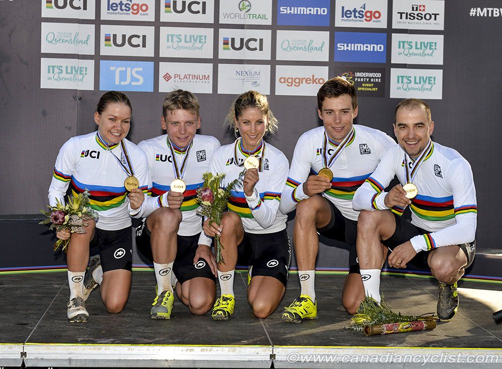 The successful Swiss team on the podium