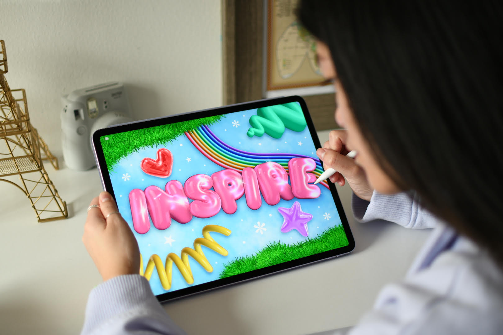 Abigail Bixer at an iPad