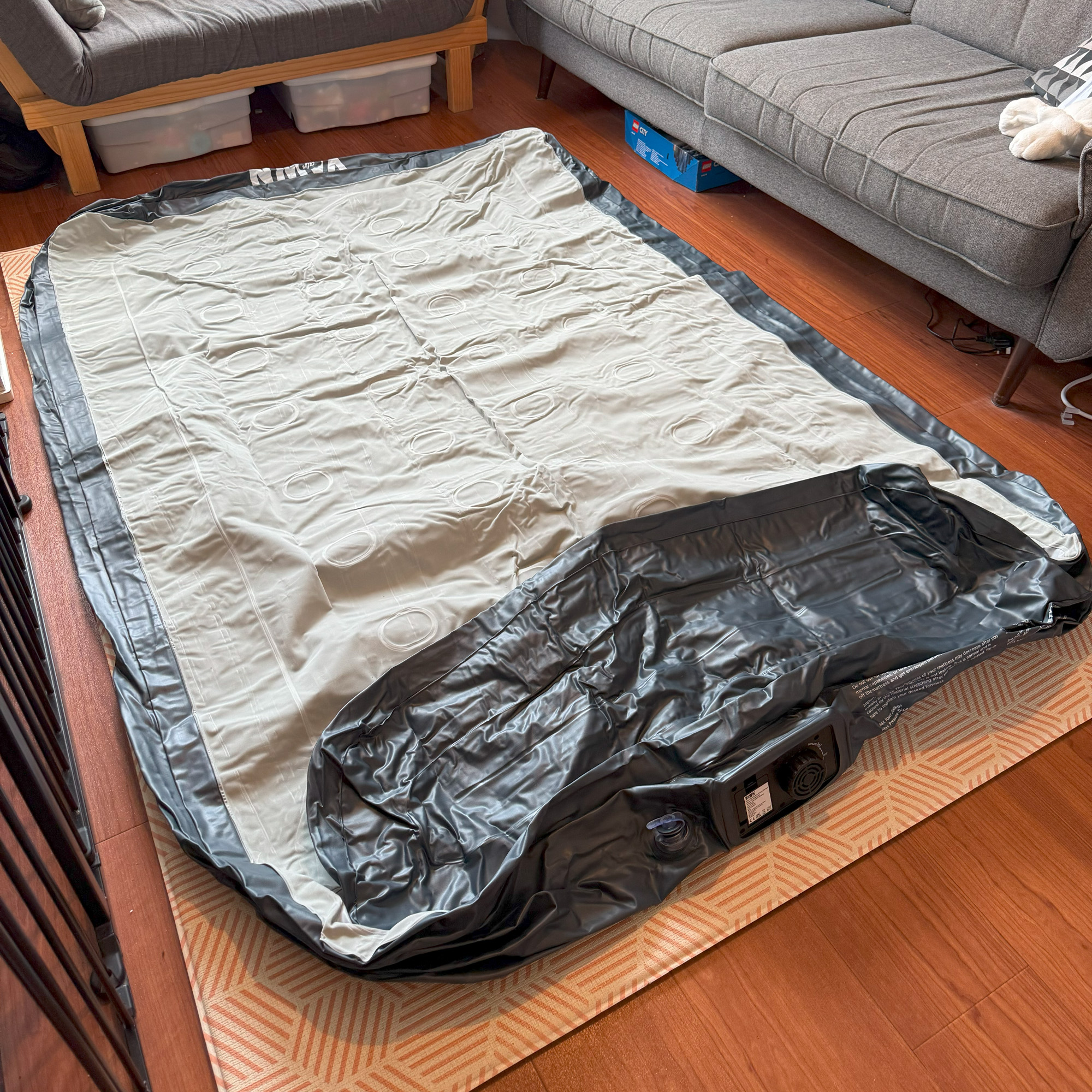 The YAWN self-inflating air bed being tested