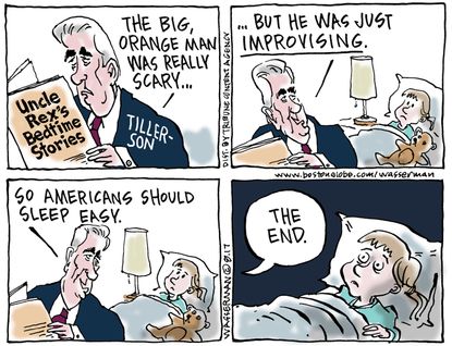 Political cartoon U.S. Trump Rex Tillerson North Korea nuclear threat