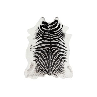 Faux zebra hide animal print statement rug from Amazon.