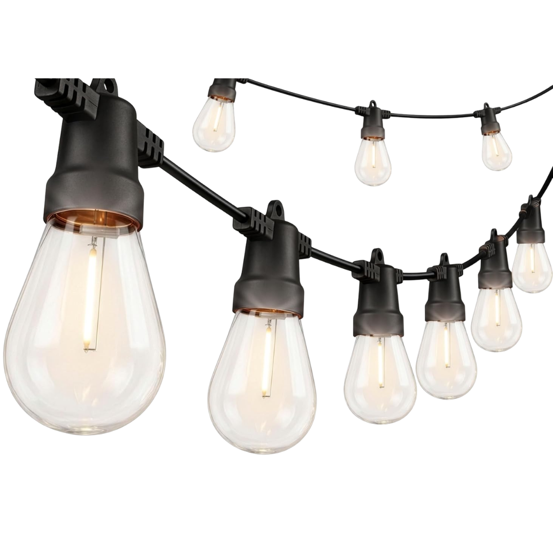 Brightech Ambience Pro Solar Powered Outdoor String Lights -27 Ft Commercial Grade Waterproof Edison Patio Lights, Shatterproof Led String Lights for Outside, Porch - 12 Bulbs, 1w Soft White