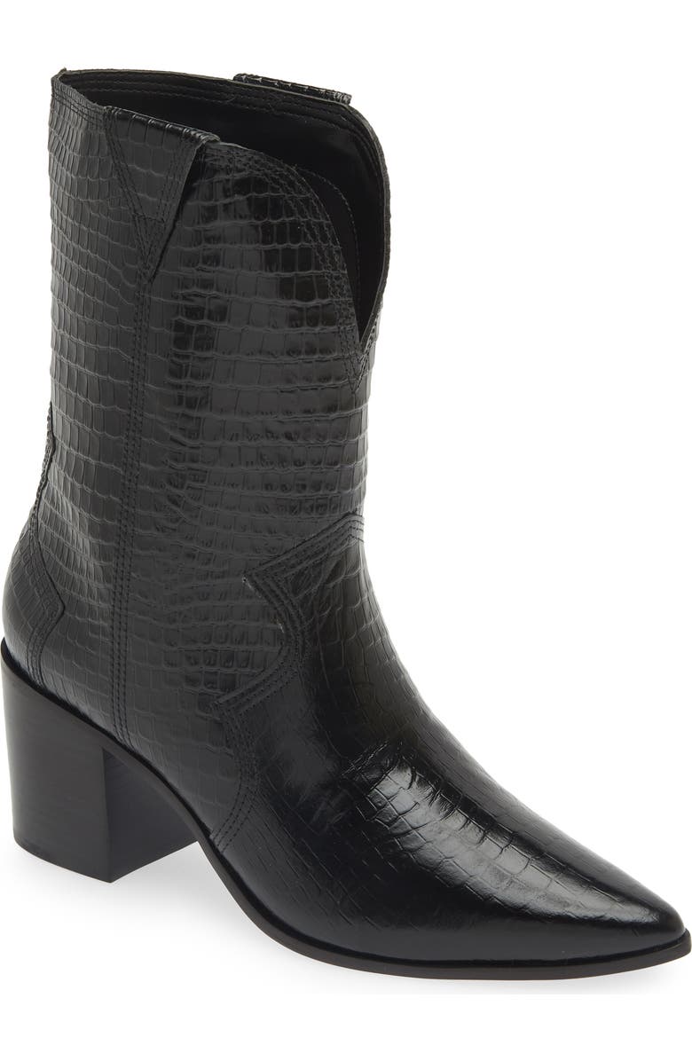 Ver Croc Embossed Pointed Toe Western Boot