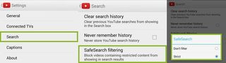 YouTube Restrict Search Settings