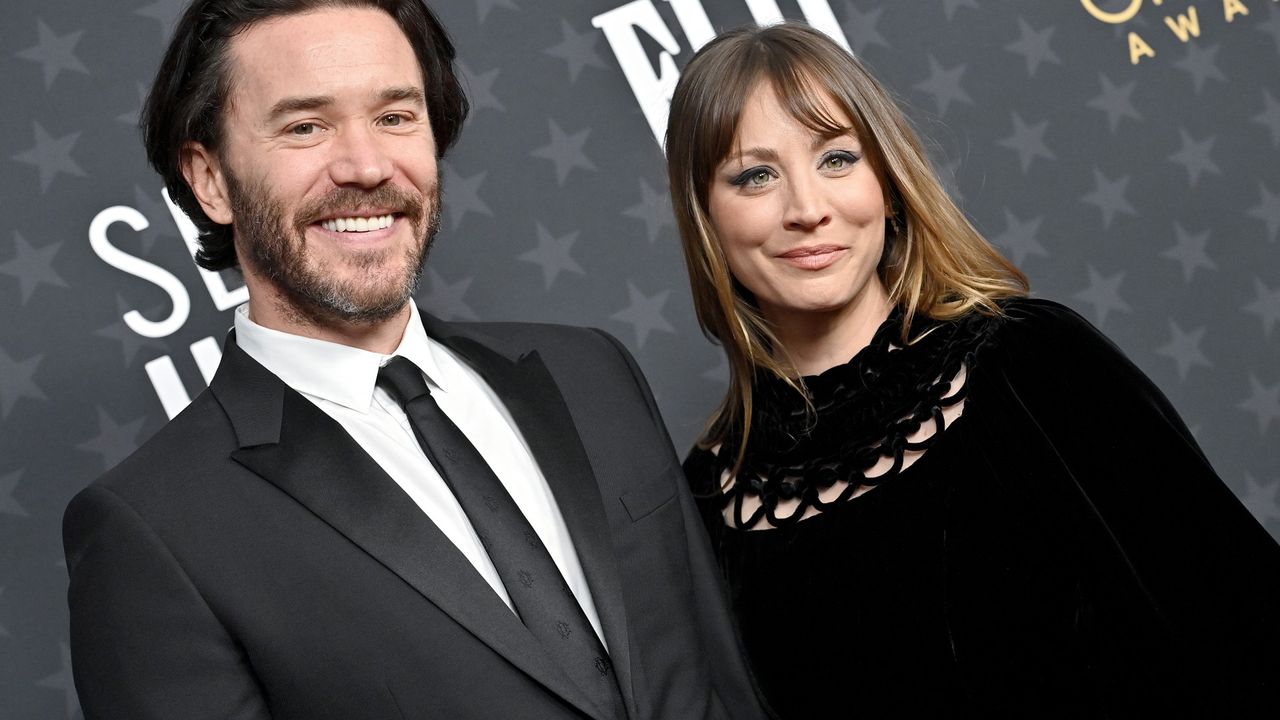 Tom Pelphrey and Kaley Cuoco attend the 28th Annual Critics Choice Awards at Fairmont Century Plaza on January 15, 2023 in Los Angeles, California