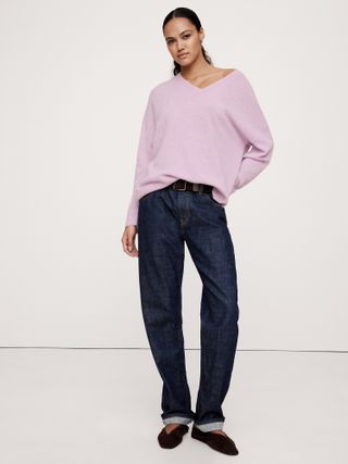 banana republic, Oversized Lightweight Cashmere V-Neck Sweater