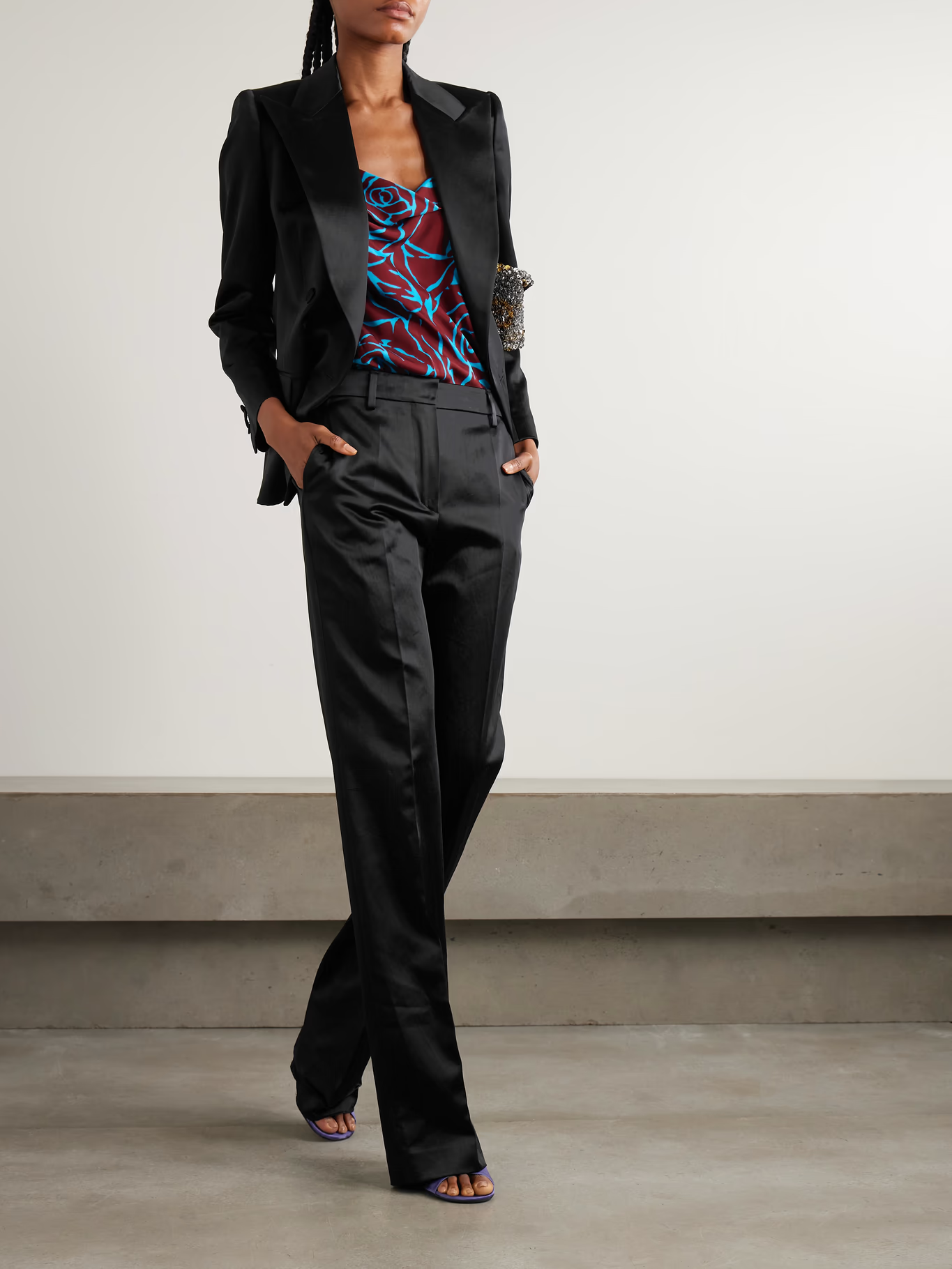 Dries Van Noten Washed cotton-blend satin slim-leg pants