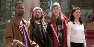 Chris Rock, Kevin Smith, Jason Mewes, and Linda Fiorentino in Dogma