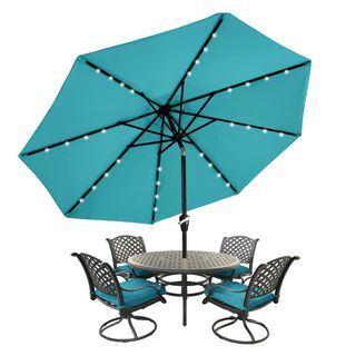 turquoise patio umbrella for table with lights