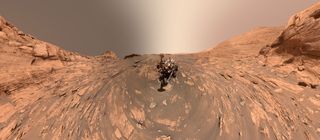 This panorama, made up of 81 individual images stitched together, was taken by the Mars Hand Lens Imager (MAHLI) on Nov. 20, 2021, which was the 3,303rd Martian day, or sol, of the rover's mission.