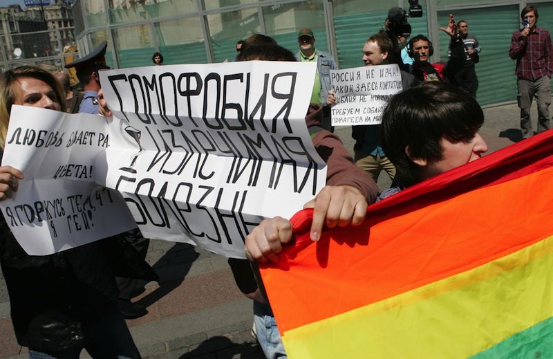 gay rights protest in Moscow