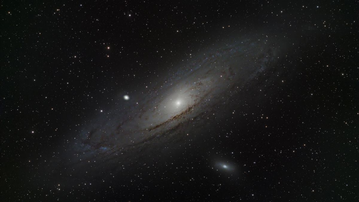 A photograph of the Andromeda Galaxy, M33, taken with the Dwarf III smart telescope, processed in Pixinsight