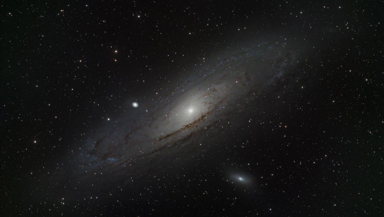 A photograph of the Andromeda Galaxy, M33, taken with the Dwarf III smart telescope, processed in Pixinsight