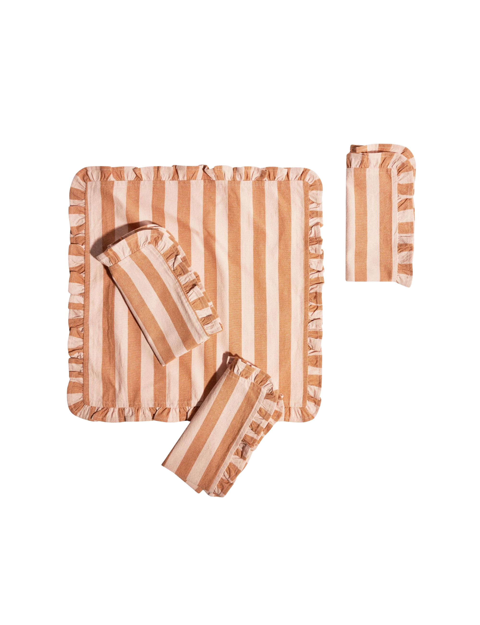 Ruffle Stripe 4-Piece Napkin Set by Drew Barrymore