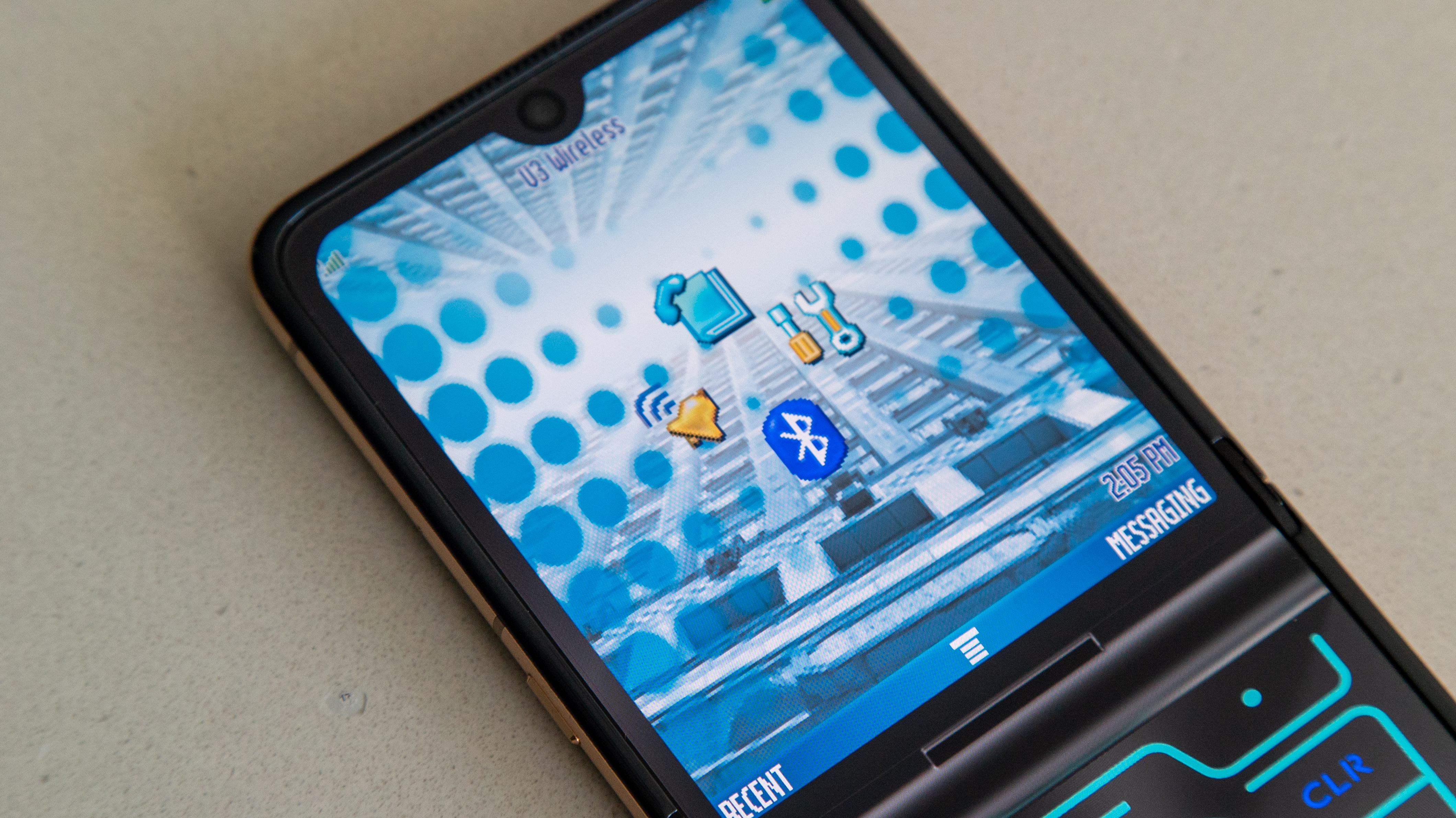 The Motorola Razr with Retro Razr mode enabled