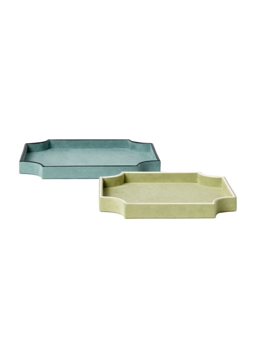 Set of 2 Faux Suede Trays