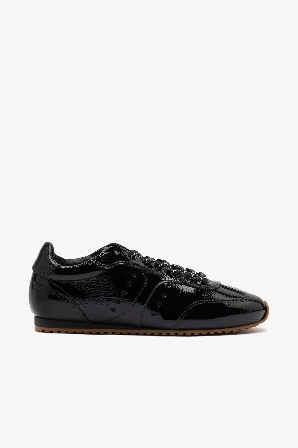 Larroudé, Stella Sneaker in Black Patent Leather