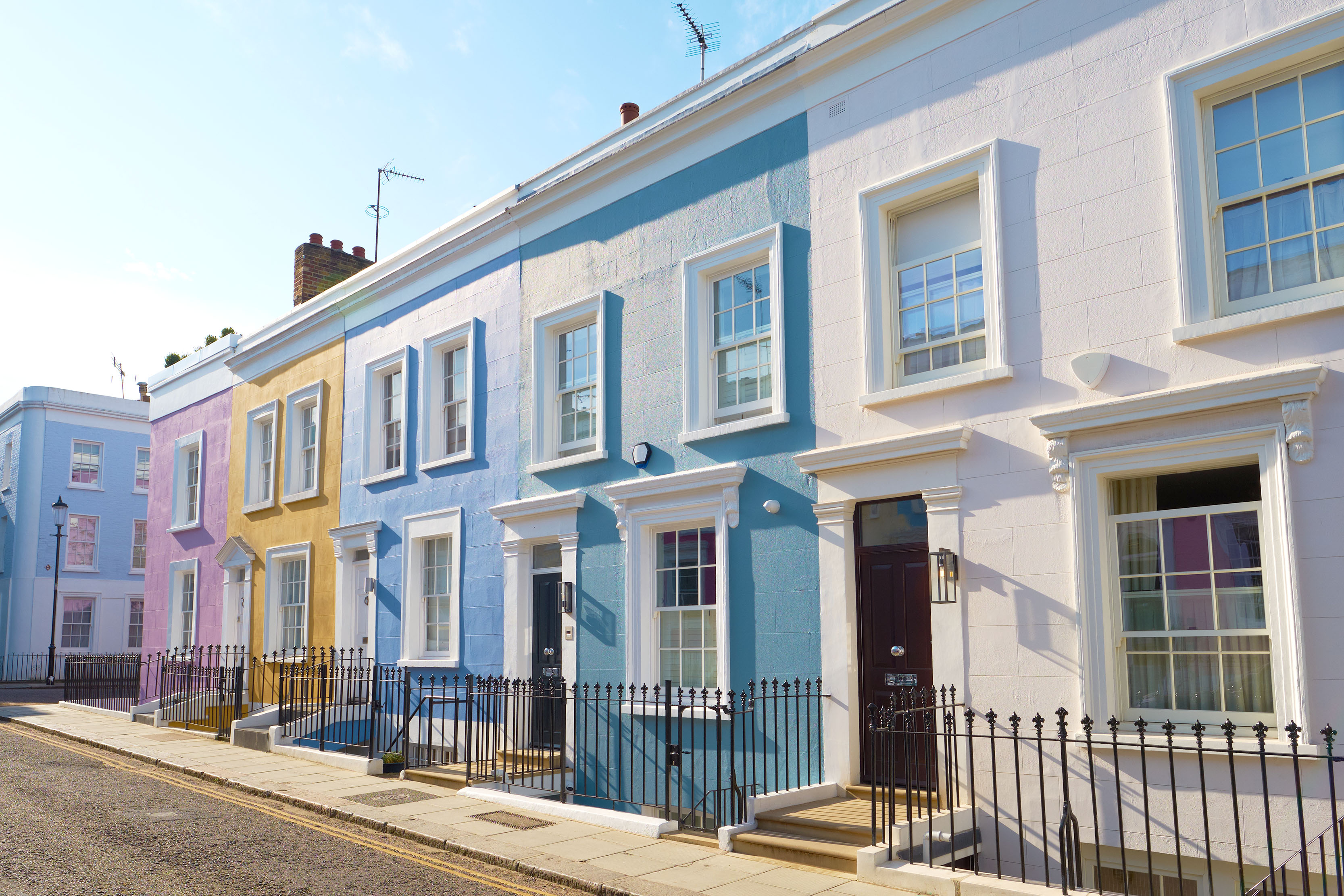 Some of the coloured houses of Notting Hill in London