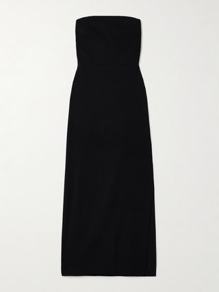 Strapless Wool-Blend Crepe Maxi Dress