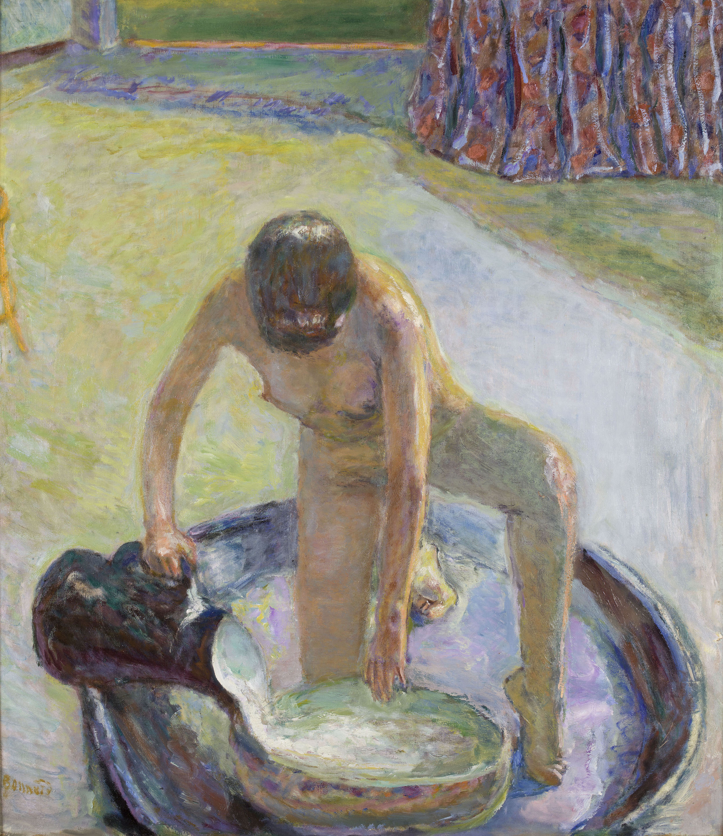 ‘Nude Crouching in the Tub’ by Pierre Bonnard (1867–1947).1918, oil on canvas, 830 x 730 mm. Musée d&#039;Orsay, Paris.