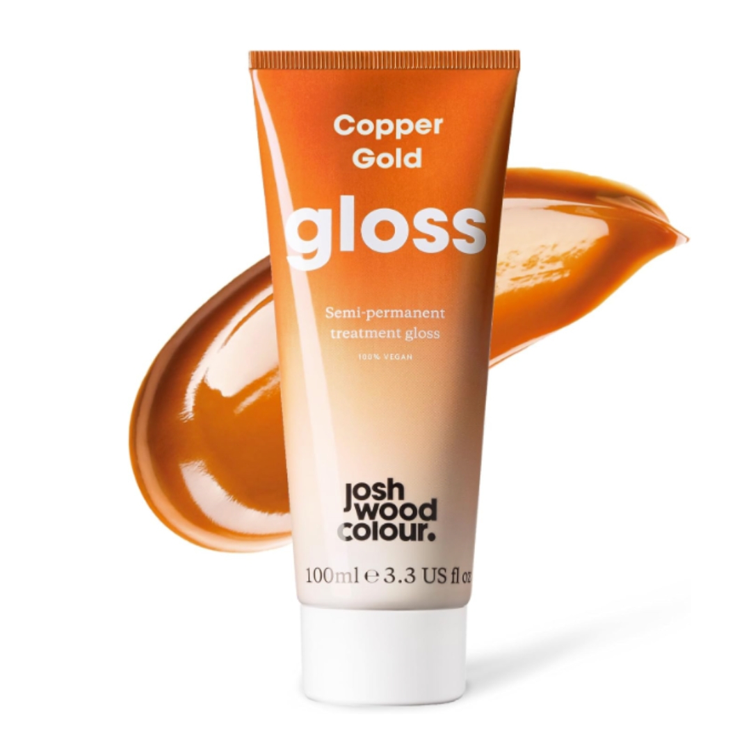 A product shot of the Josh Wood Hair Gloss (in Copper), on a white background