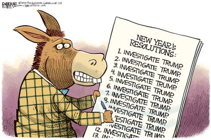 Political cartoon U.S. Democrats trump Russia investigation Mueller