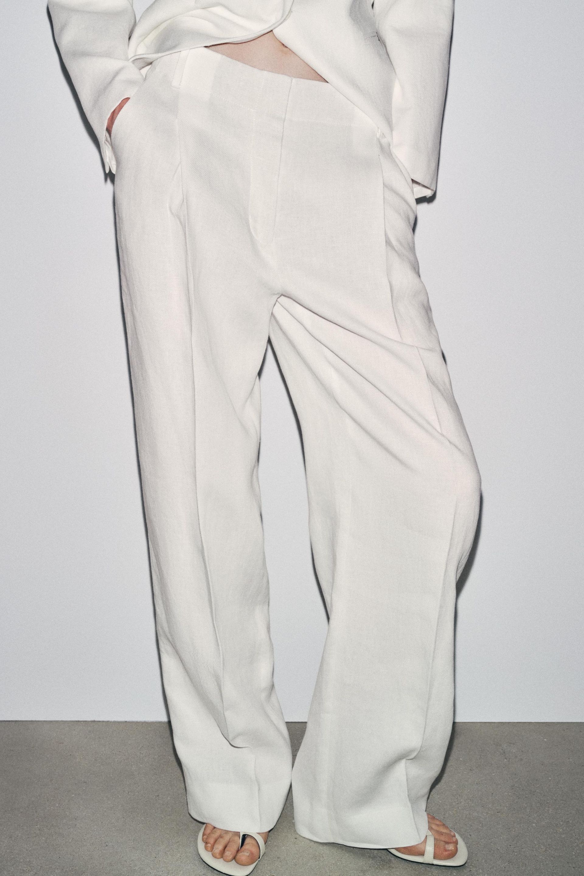 Zw Collection Linen Blend Pants