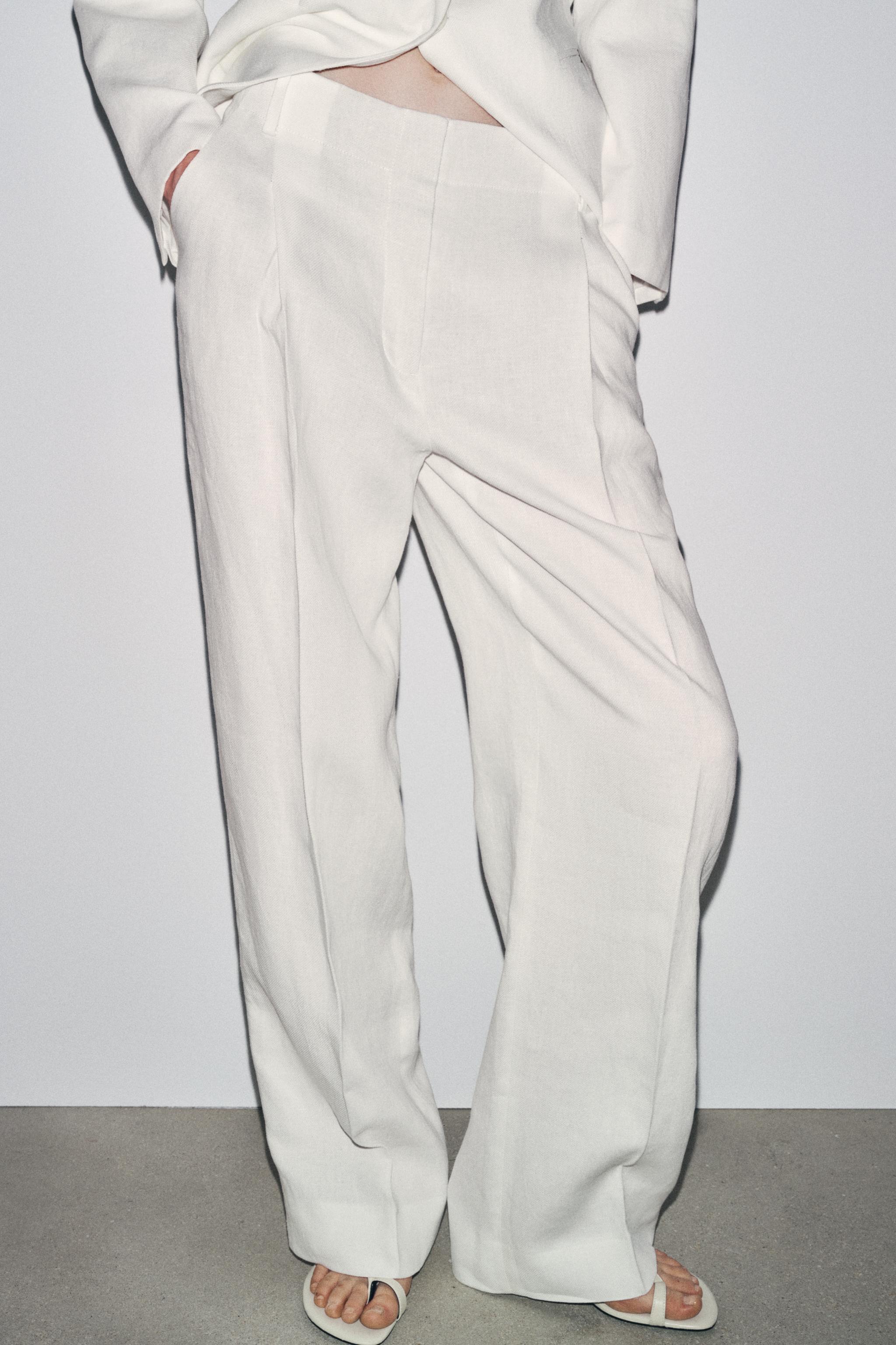 Zw Collection Linen Blend Pants