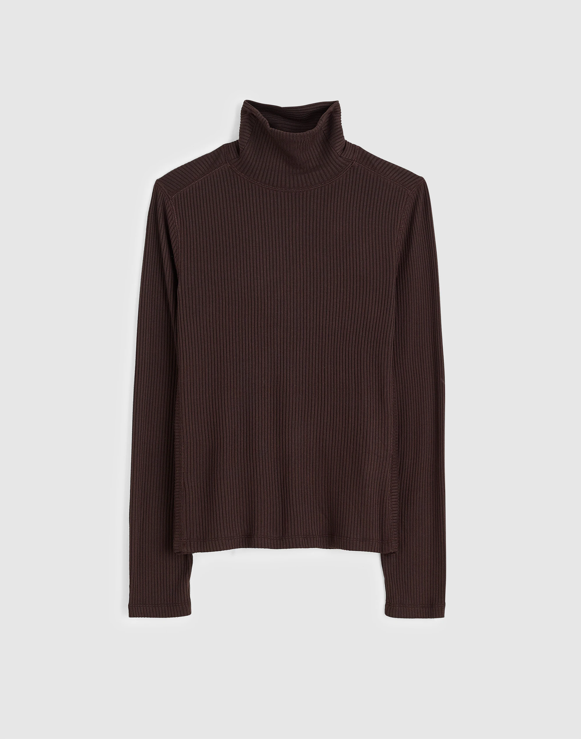 Ribbed Turtleneck Long-Sleeve Tee