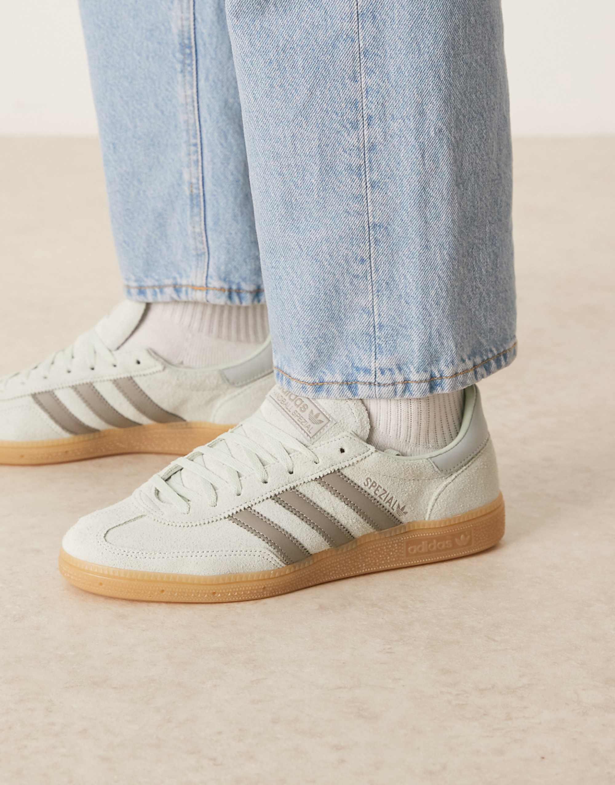 Adidas Originals Handball Spezial Sneakers in Mint Green and Gray