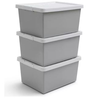 Argos Home Set of 3 Storage Boxes in Light Grey on a white background