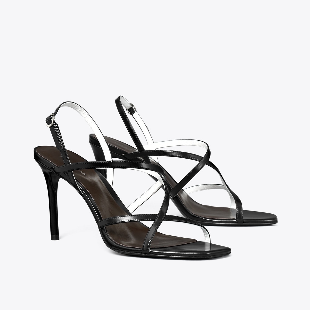 Multi-Strap Heeled Sandal in Black, Size 12