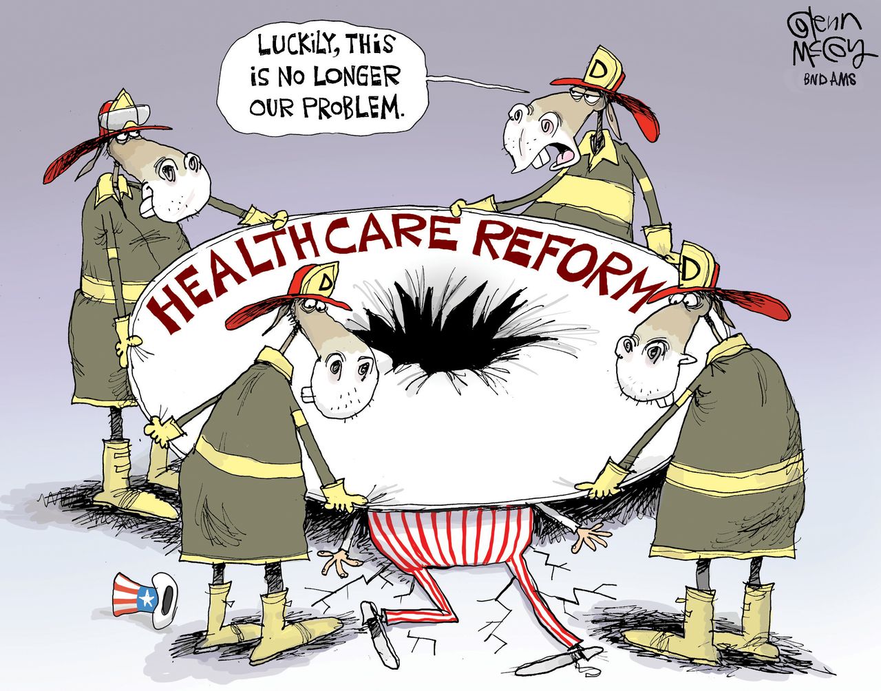 Political Cartoon U.S. Health care American Health Care Act Uncle Sam Democrats