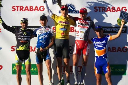 Men's podium in the Merida Vysocina cross country race.