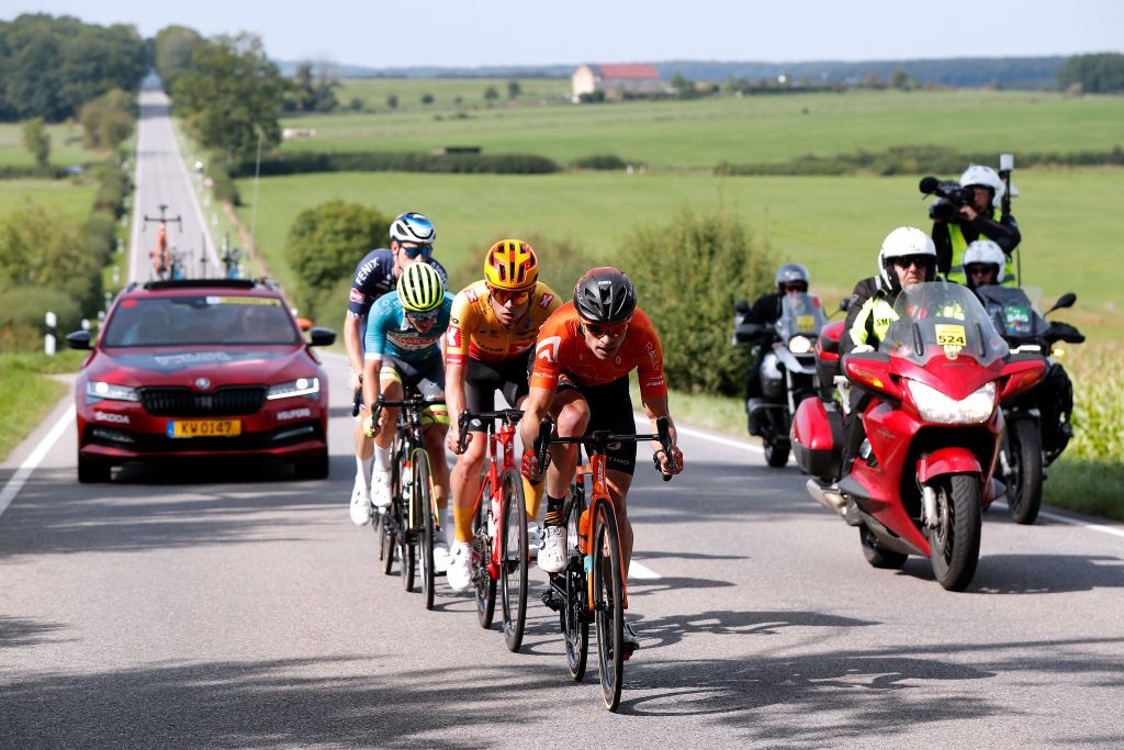 LUXEMBOURG LUXEMBOURG SEPTEMBER 18 Benjamin King of United States and Team Rally Cycling leads The Breakaway during the 81st SkodaTour De Luxembourg 2021 Stage 5 a 1837km stage from Mersch to Luxembourg 323m skodatour skodatour on September 18 2021 in Luxembourg Luxembourg Photo by Bas CzerwinskiGetty Images