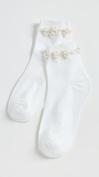 Stems Pearl Embellished Crew Socks