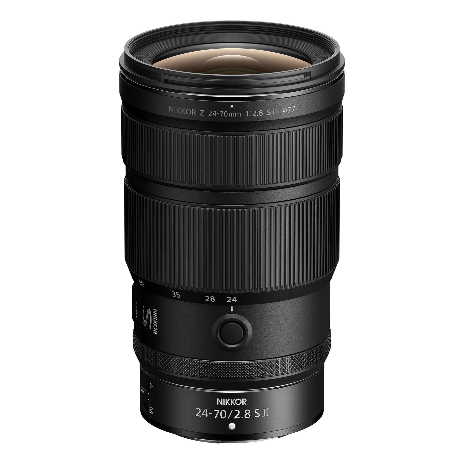 Nikon Z 24-70mm f/2.8 S II on a square white background