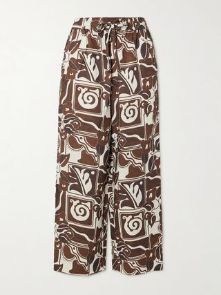 Jackie Printed Hemp Straight-Leg Pants