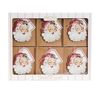 ECCOLO Set Of 6 7x9in Vintage Santa Gift Toppers