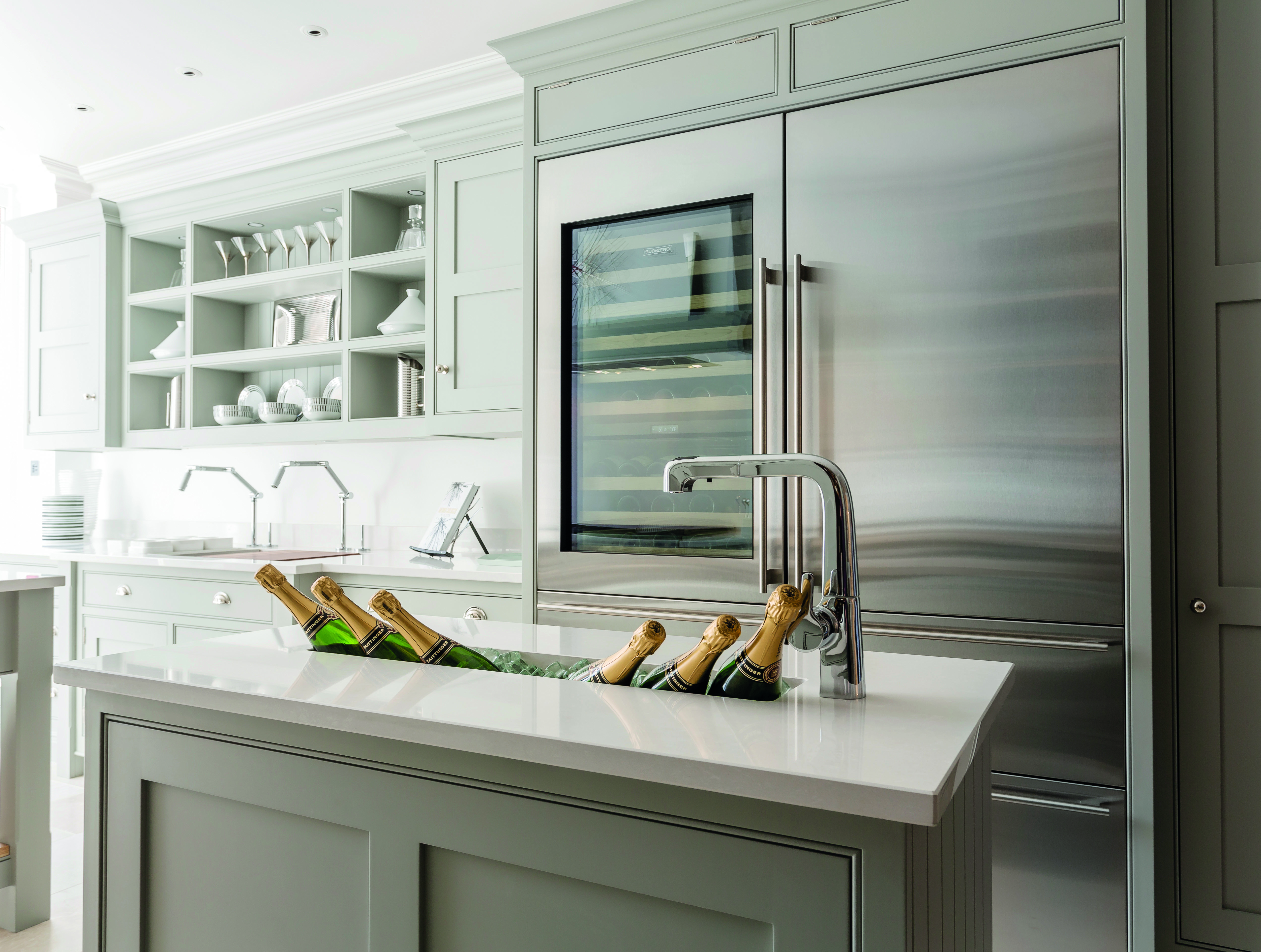 a champagne trough idea for a kitchen island